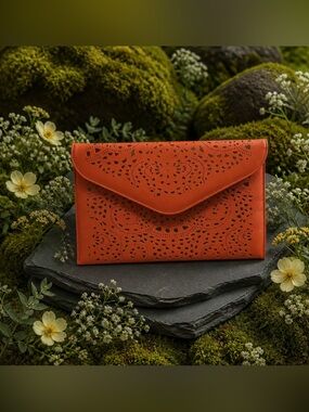 Orange Laser Cut Clutch